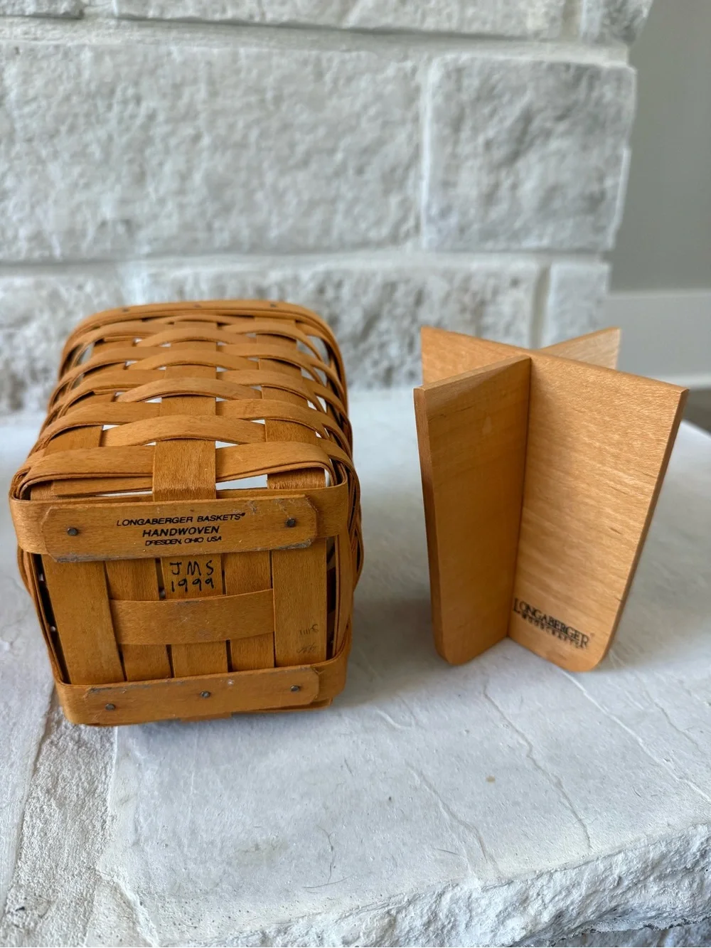 Longaberger Natural Brown Woven Basket Set. 1995,1997,1999 Editions